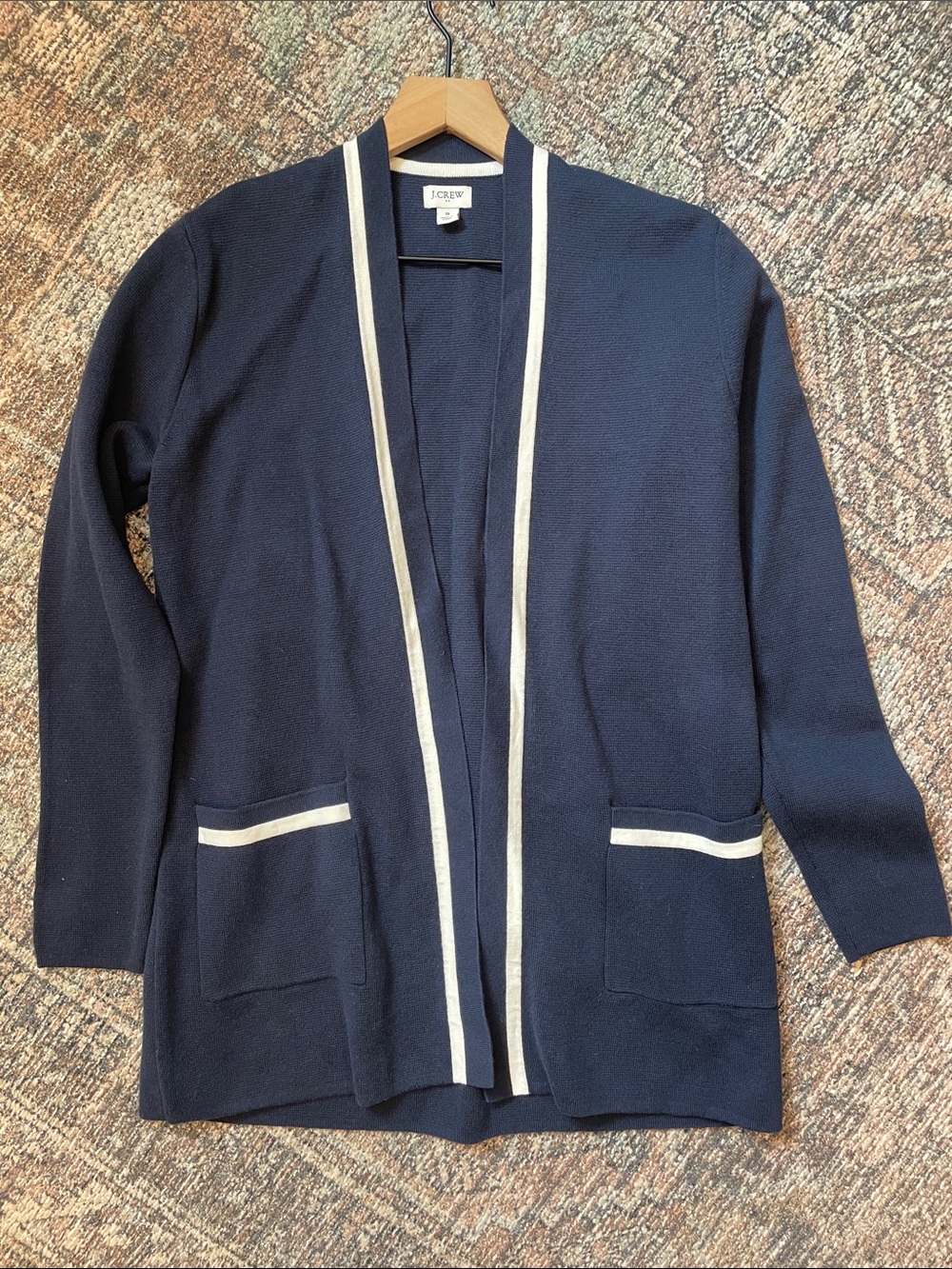 J.Crew 100% Cotton Navy Open Front Cardigan Sweater Small